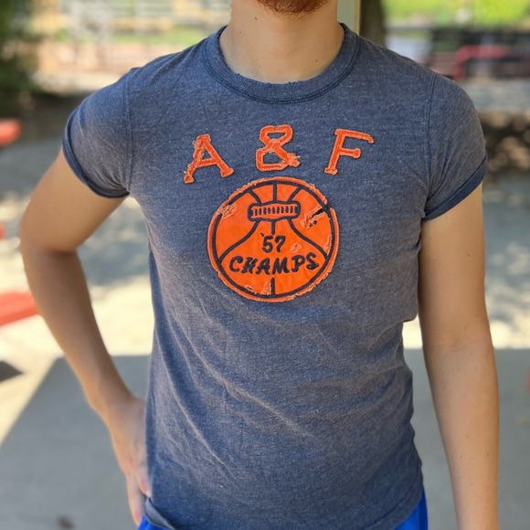 NEW ABERCROMBIE MEN VINTAGE BASKETBALL CHAMPS T SHIRT MUSCLE DISTRESSED COLLEGE - Picture 7 of 16